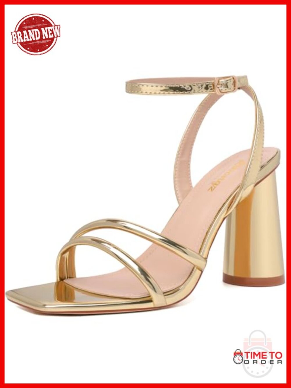 Block Heeled Sandals Square Open Toe Strappy Ankle Strap Party Dress Wedding